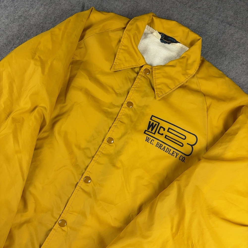 Vintage Champion Jacket Men's‎ L Yellow W. C. Bradley Snap Button Nylon 70s